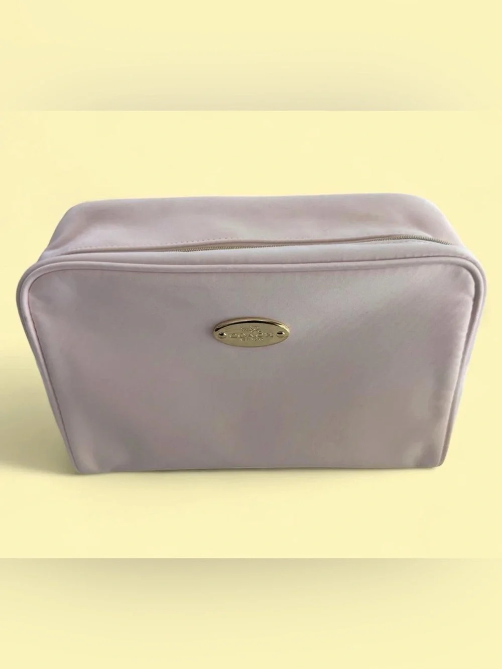 Coach Pale Lavender Cosmetic Pouch with Gold Plaque